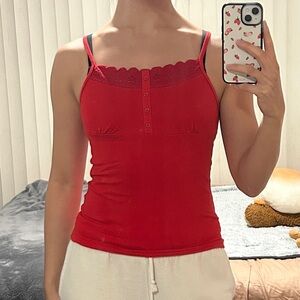 Red cami tank top